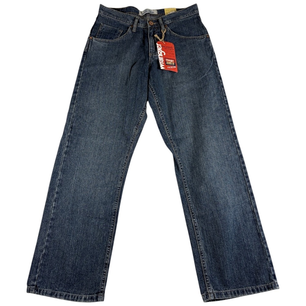 Wrangler Relaxed Straight Jeans Mens 29x30 Blue Denim Medium Wash‎ Authentic New